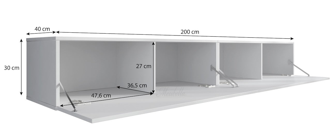 Meubella - TV-Meubel Flame - Mat Zwart - 200 cm