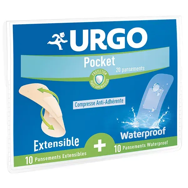 Curativos de bolso Urgo First Aid: 10 curativos flexíveis + 10 curativos à prova d'água