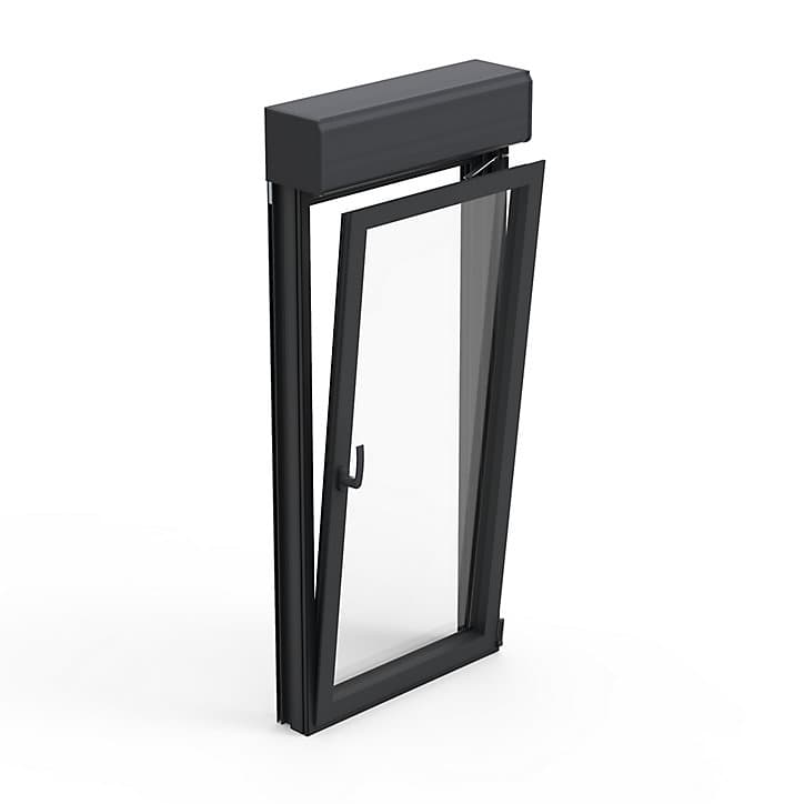 Fenêtre alu 1 vantail oscillo-battant + volet roulant électrique GoodHome gris - l.60 x h.115 cm, tirant gauche