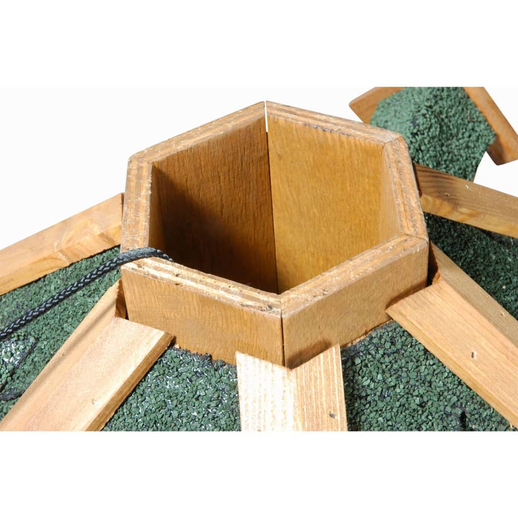 Maison à oiseaux hexagonale naturel et vert