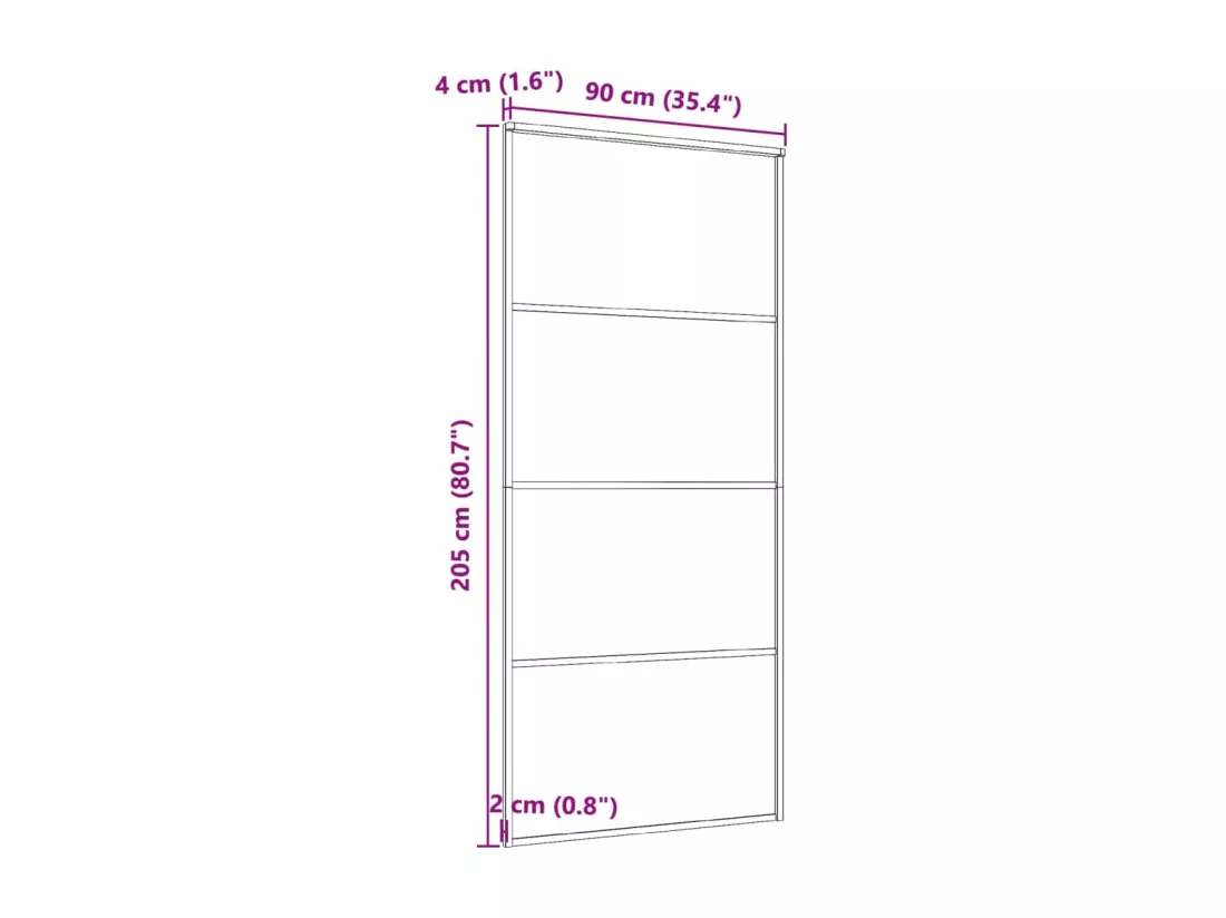 Porte coulissante Aluminium et verre ESG 90x205 cm Noir