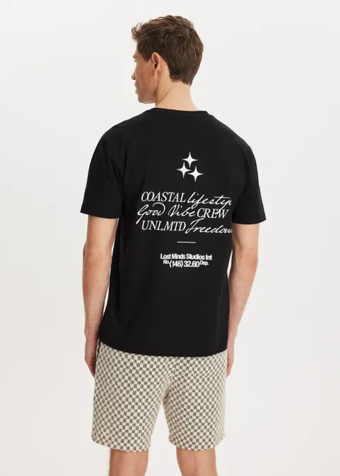 T-shirt met print coastal lifestyle zwart (ZWART)