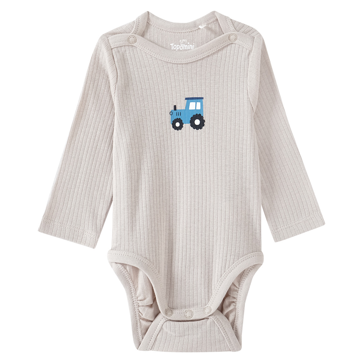 Topomini 2 Baby Bodys aus Bio-Baumwolle blau / beige