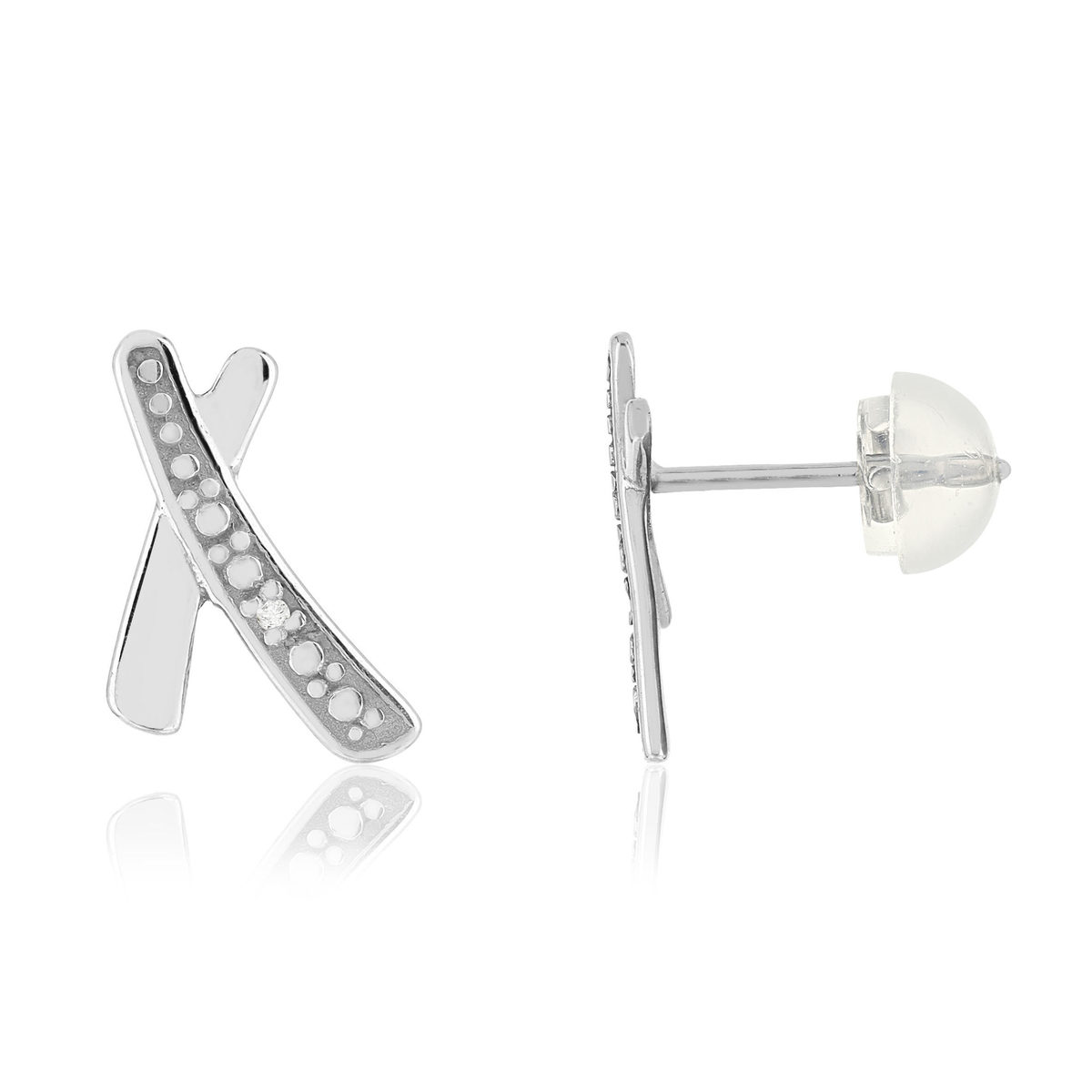 Boucles d'oreilles or 375 blanc diamant