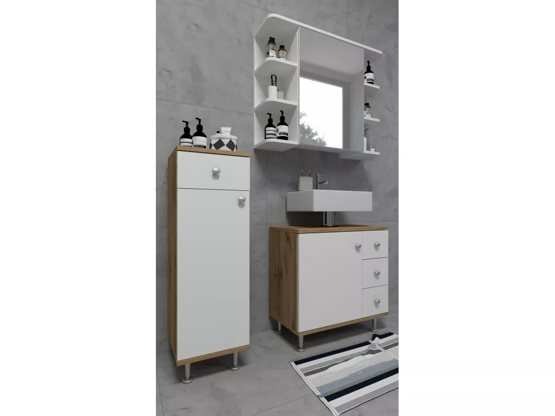 Armoire basse de salle de bain en bois Tiroir Nilosi M