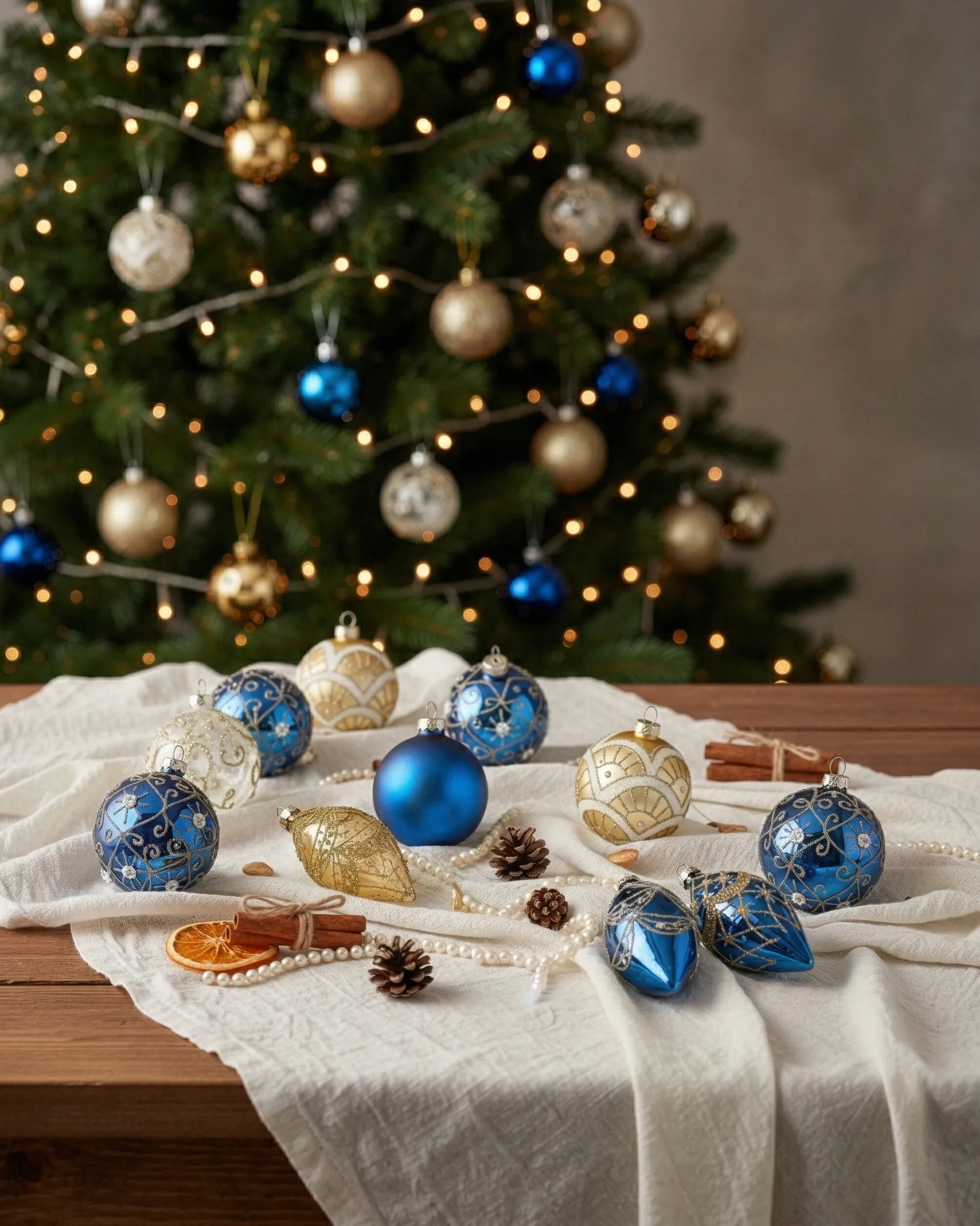 Set van 35 kerstballen ICEDROP Glas Blauw/goud