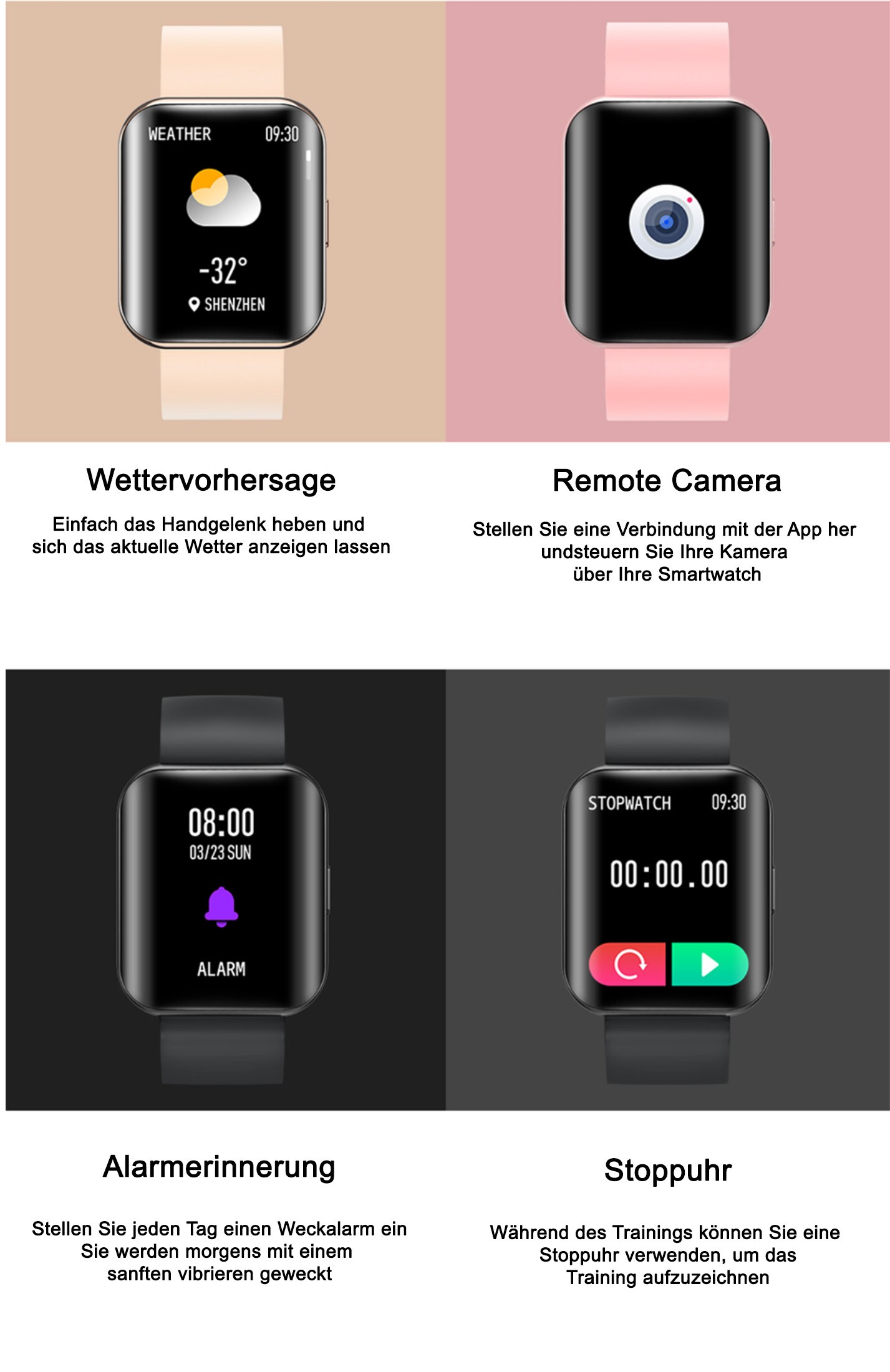 TPFNet Smart Watch / Fitness Tracker IP67 - Silikon Armband - Android & IOS - Gold