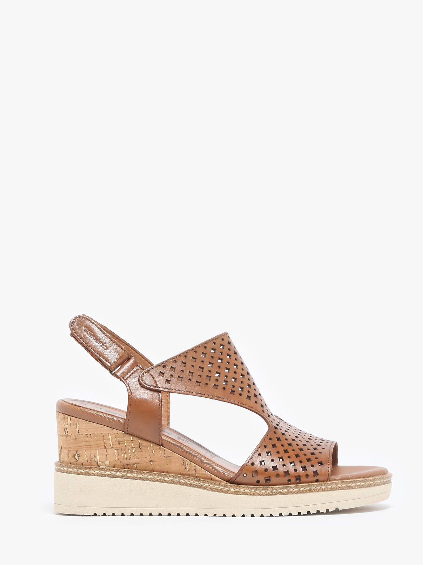 Sandales talon compens en cuir TAMARIS