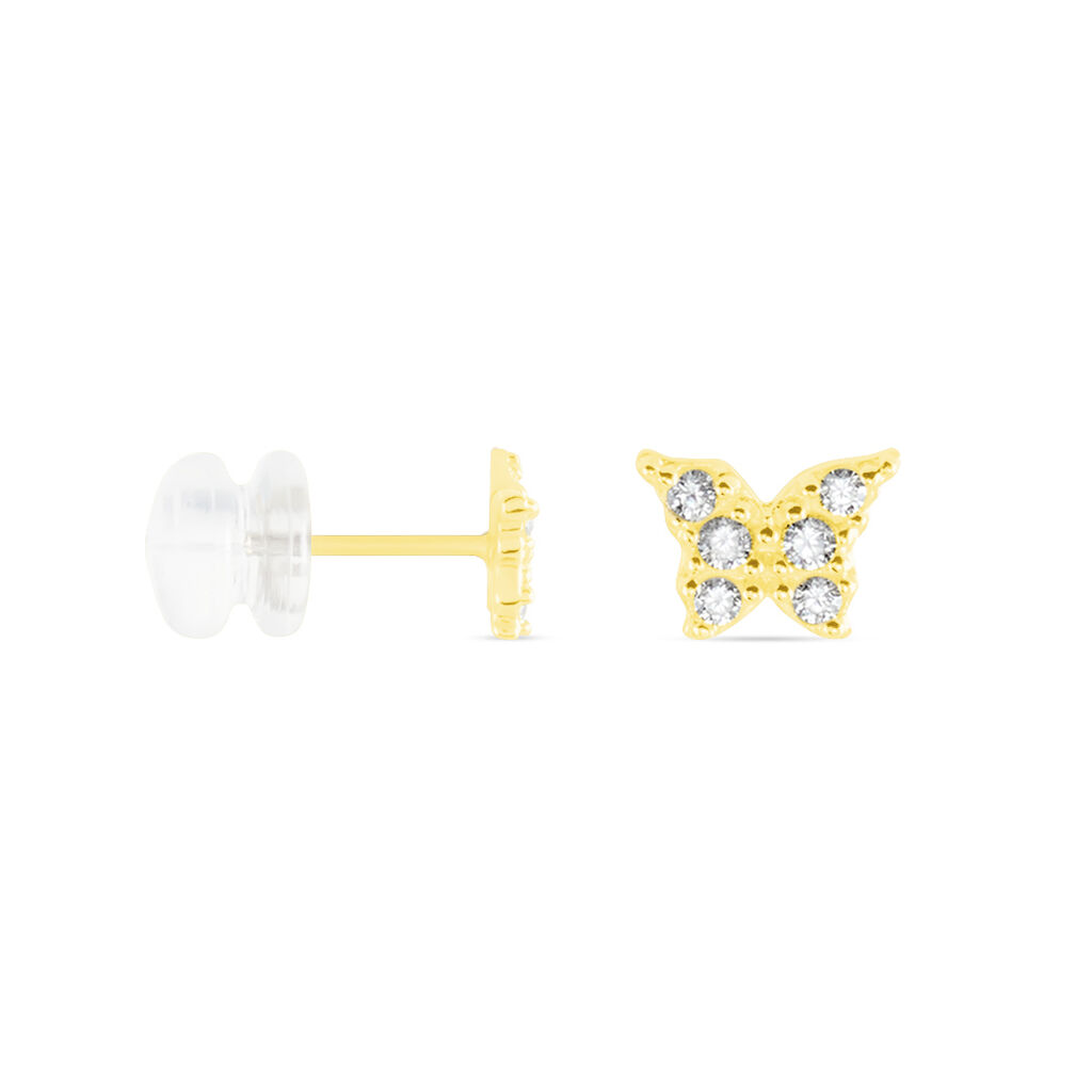 Boucles D'oreilles Puces Or Jaune Fragaria Oxydes