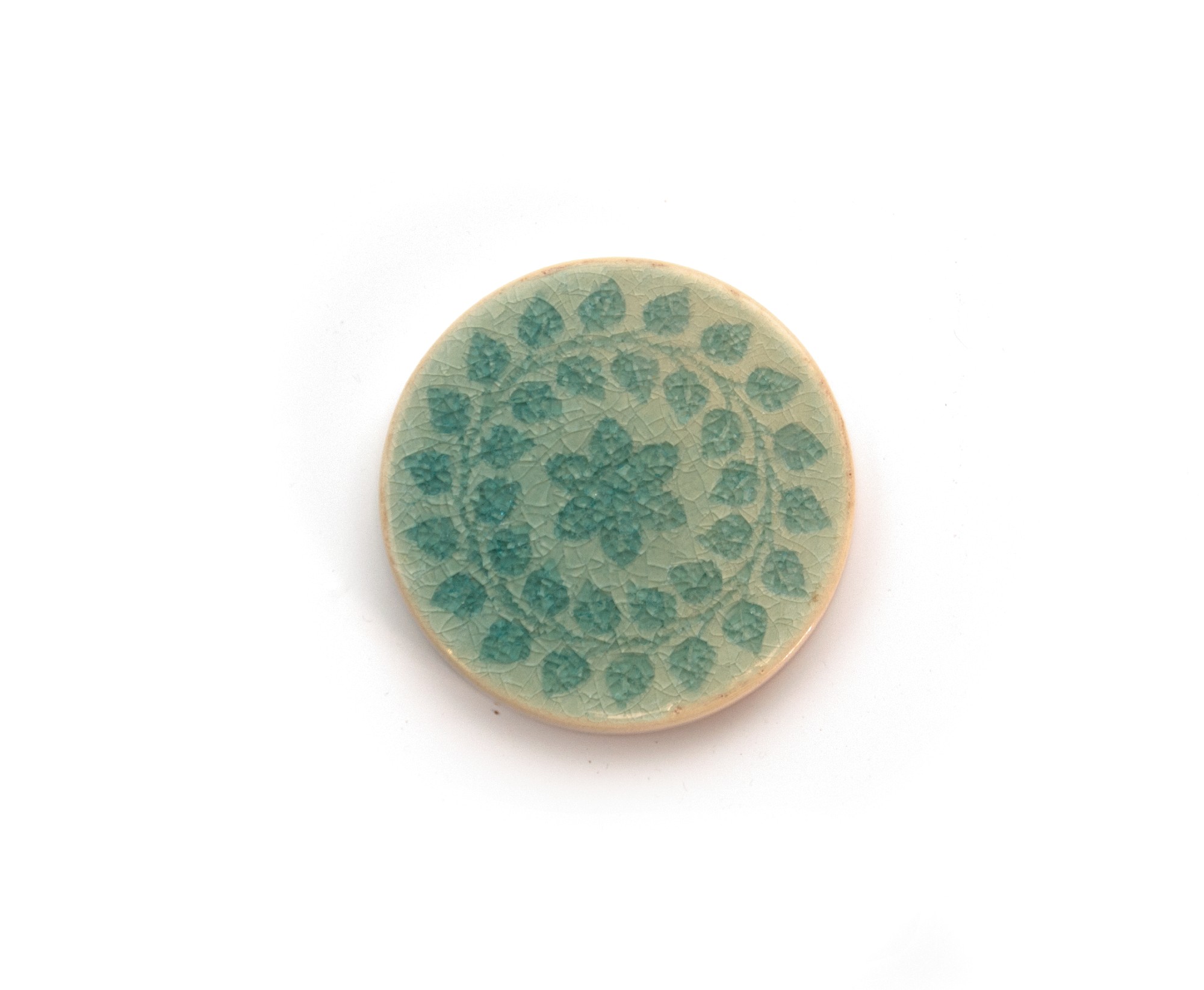 Steingutuntersetzer 'Blütenkette', hellblau, Ø 10 cm, H 1 cm zu 5,00
