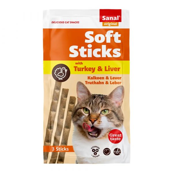 Sanal Cat Soft Sticks Turkey & Liver 3x15g 1 Unidade