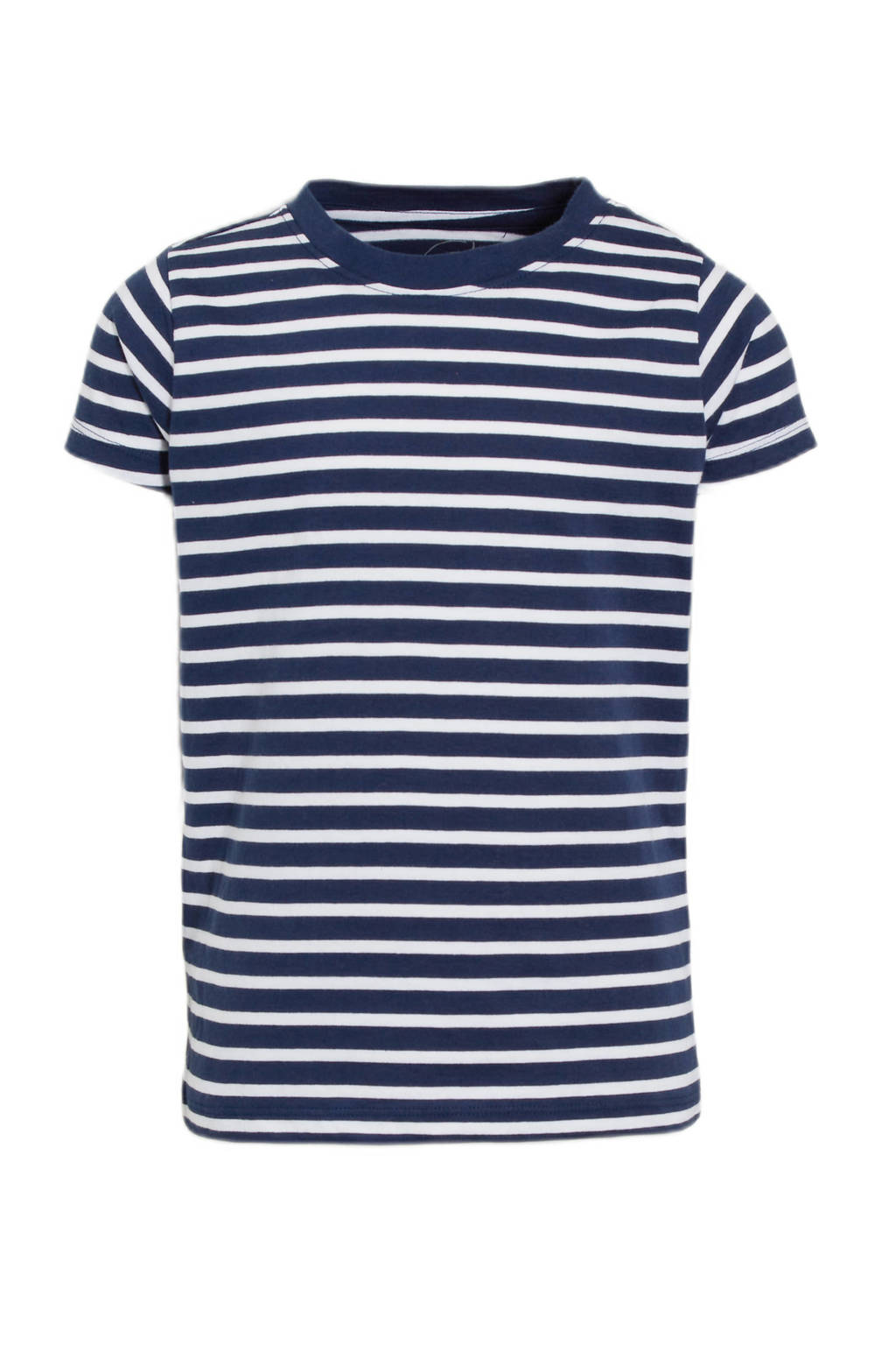 anytime gestreepte T-shirt donkerblauw/wit