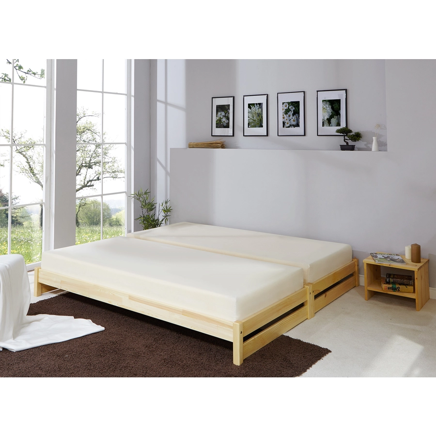 TiCAA Stapelliege Nadine 90 x 200 cm Kiefer natur