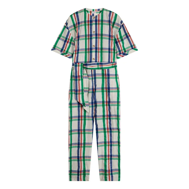 Bobo Choses Combinaison Boutonnés Carreaux Coton - Collection Femme  | Blanc