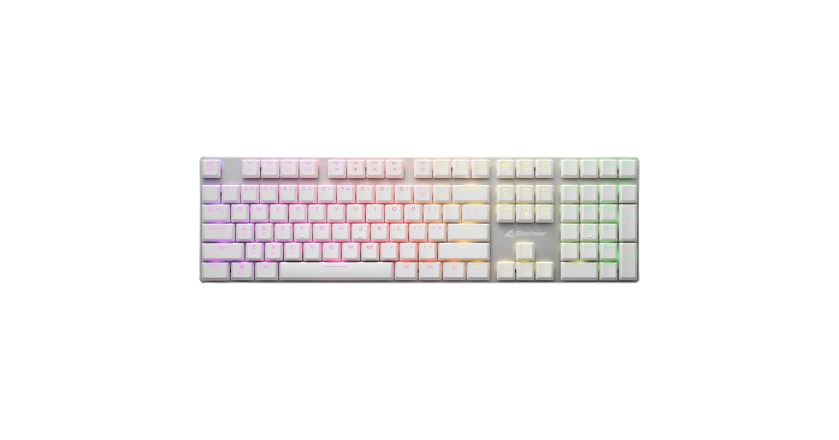 SharkoonPureWriter RGB, gaming toetsenbord  (Wit, US lay-out, Kailh Choc Low Profile Red, RGB leds)