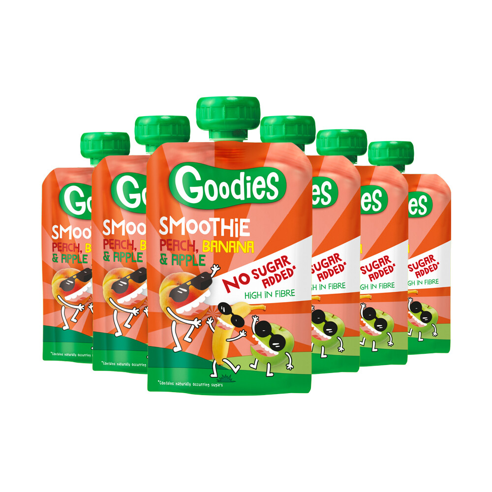 6x Goodies Knijpfruit SmoothiePerzik, Banaan & Appel100 gr