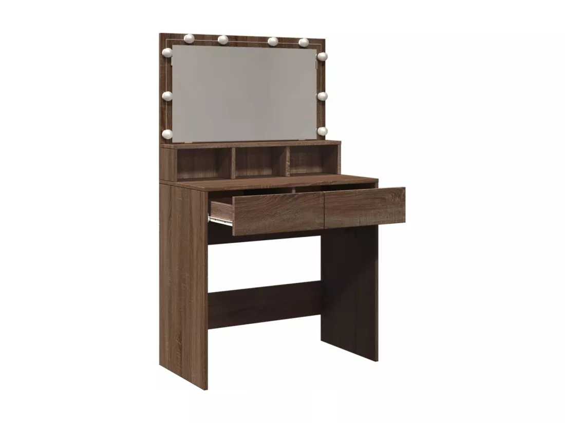 Coiffeuse avec LED chêne marron 80x41x134,5 cm
