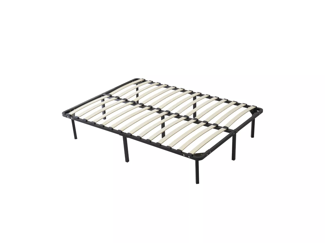 Sommier 140x190 cm Solide et Confortable avec Cadre à Lattes et 9 Pieds en Métal Montage Facile