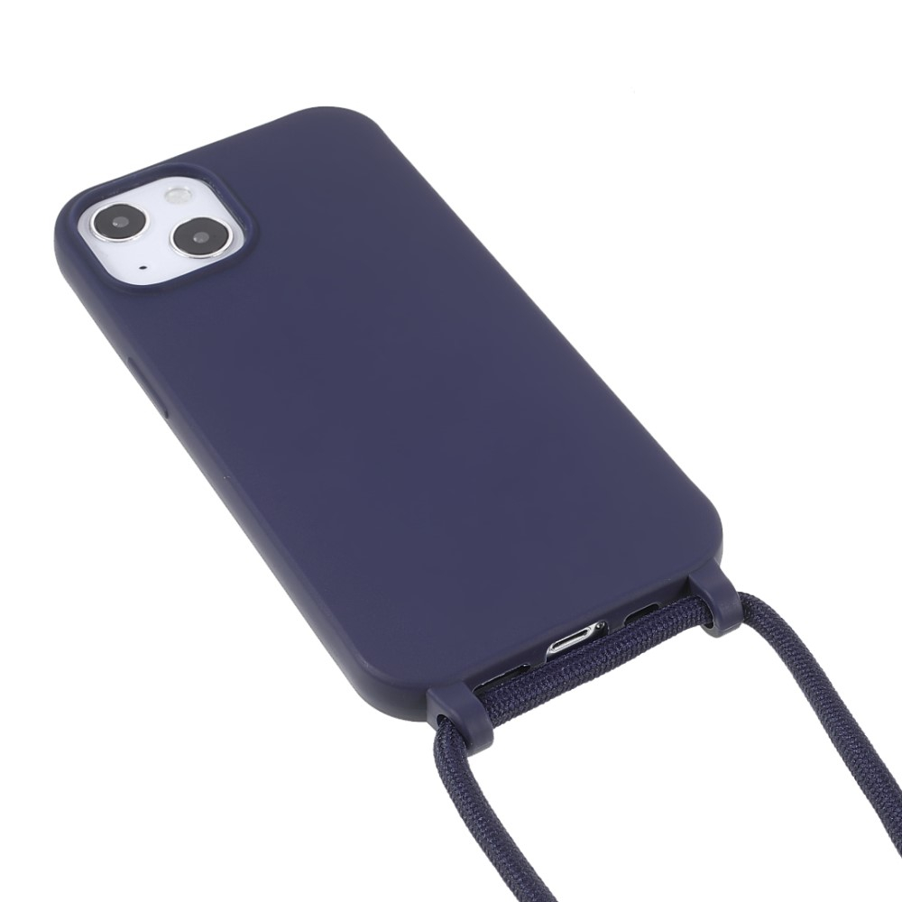 iPhone 13 Necklace Gummi Case Hülle   Handykette (150cm) - Blau / Silber