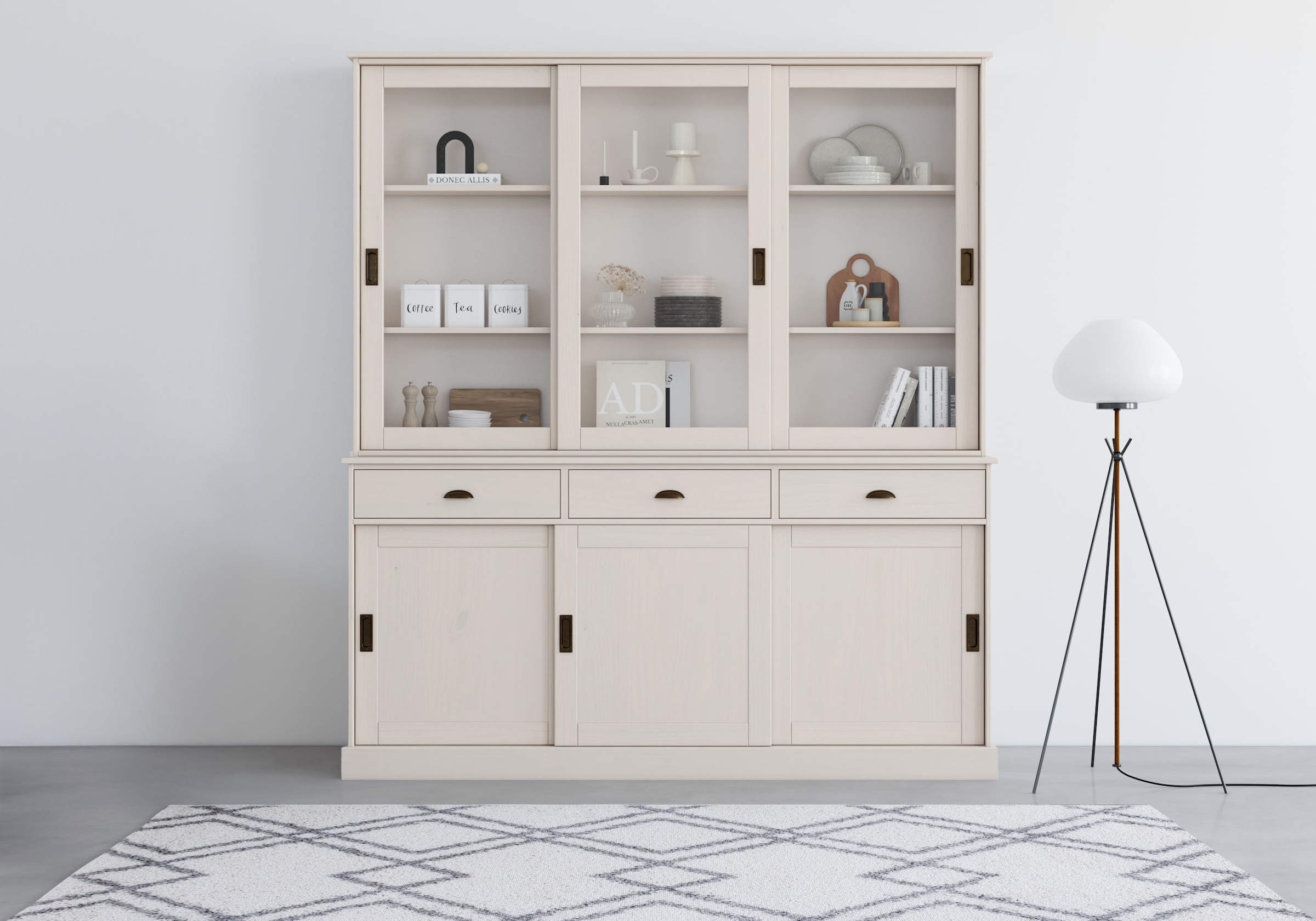 Home affaire Buffet »Schröder« mit 6 Schiebetüren, davon 3 mit Glaseinsatz,Br.170 cm, Kiefer massiv