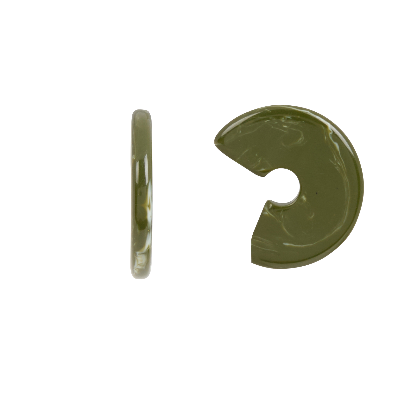 MARGAUT - Créoles ouvertes en résine marbrée | Vert
