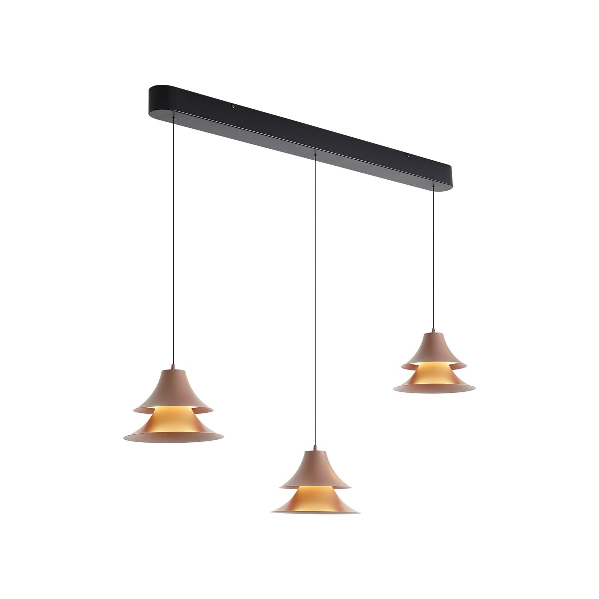Hanglamp zwart met mokka incl. LED 3-staps dimbaar 3-lichts easylift - Witch
