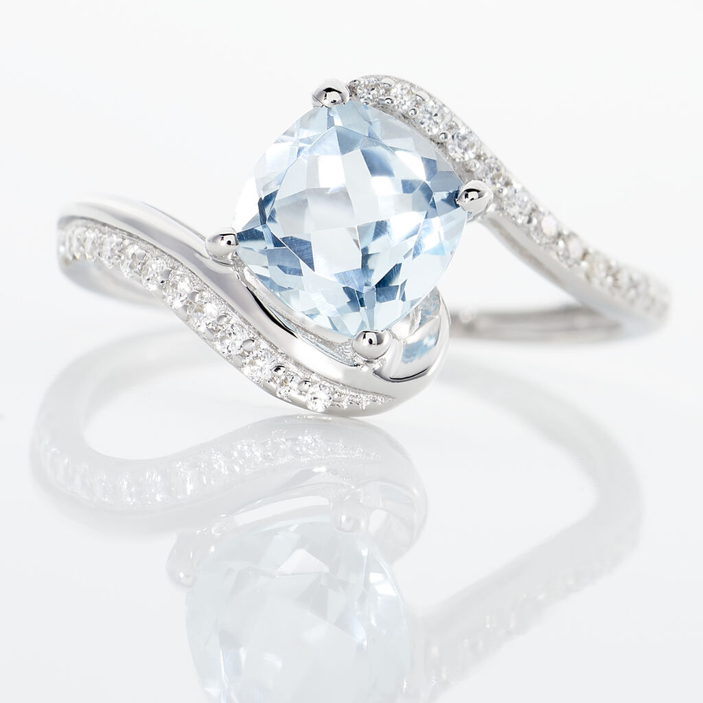 Bague Maria-serena Or Blanc Topaze Et Oxyde De Zirconium