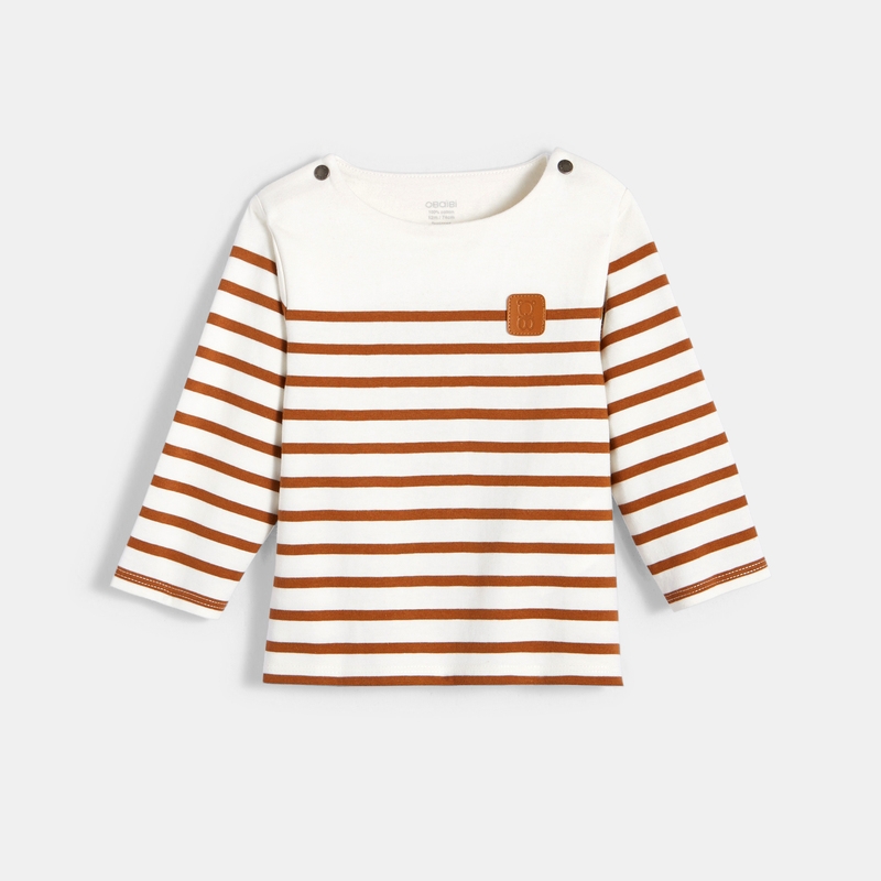 T-shirt marinière marron bébé garçon