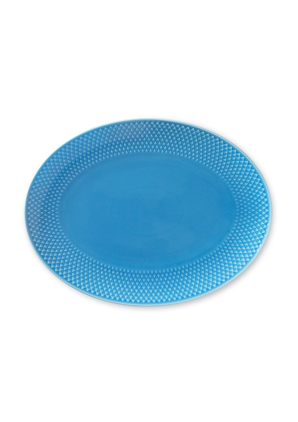 Lyngby Porcelæn  Rhombe Color ovalt serveringsfad, blå - 28,5x21,5 cm