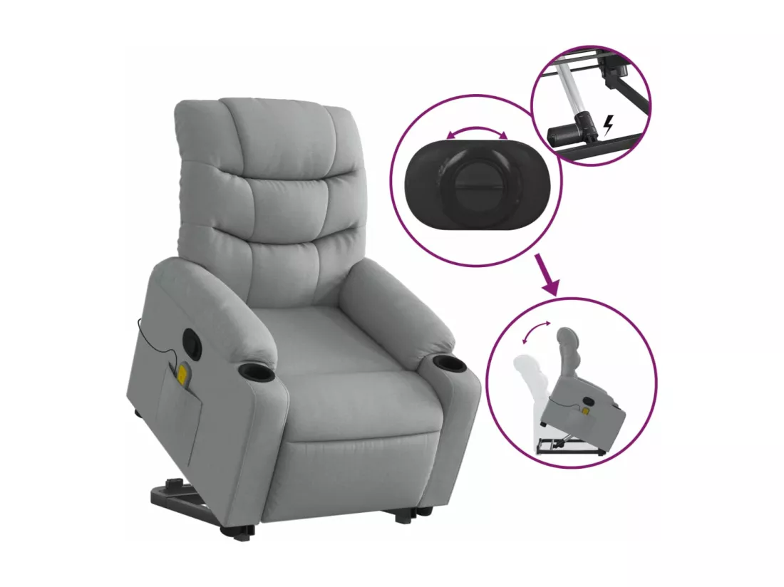Fauteuil massant inclinable Gris clair Tissu
