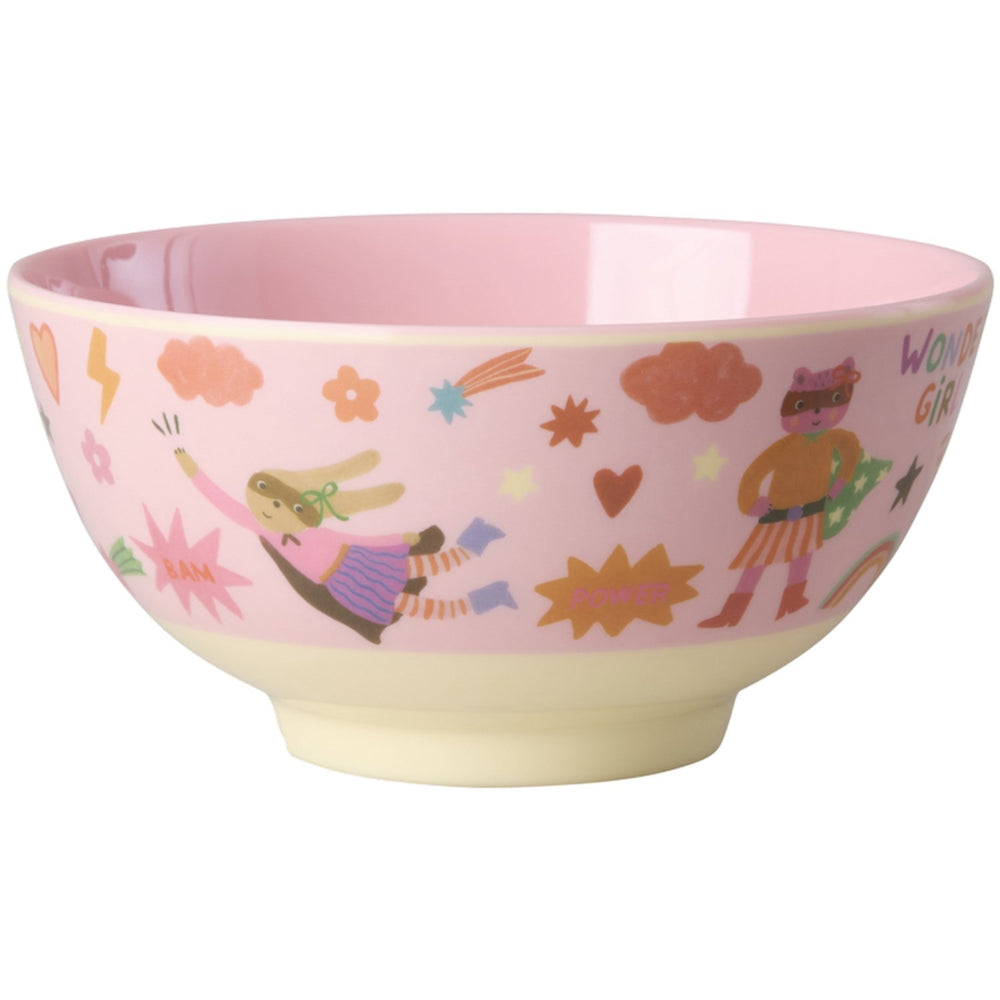 Køb Rice Melamin Skål Med Hero Print - Medium - Pink - 700 Ml