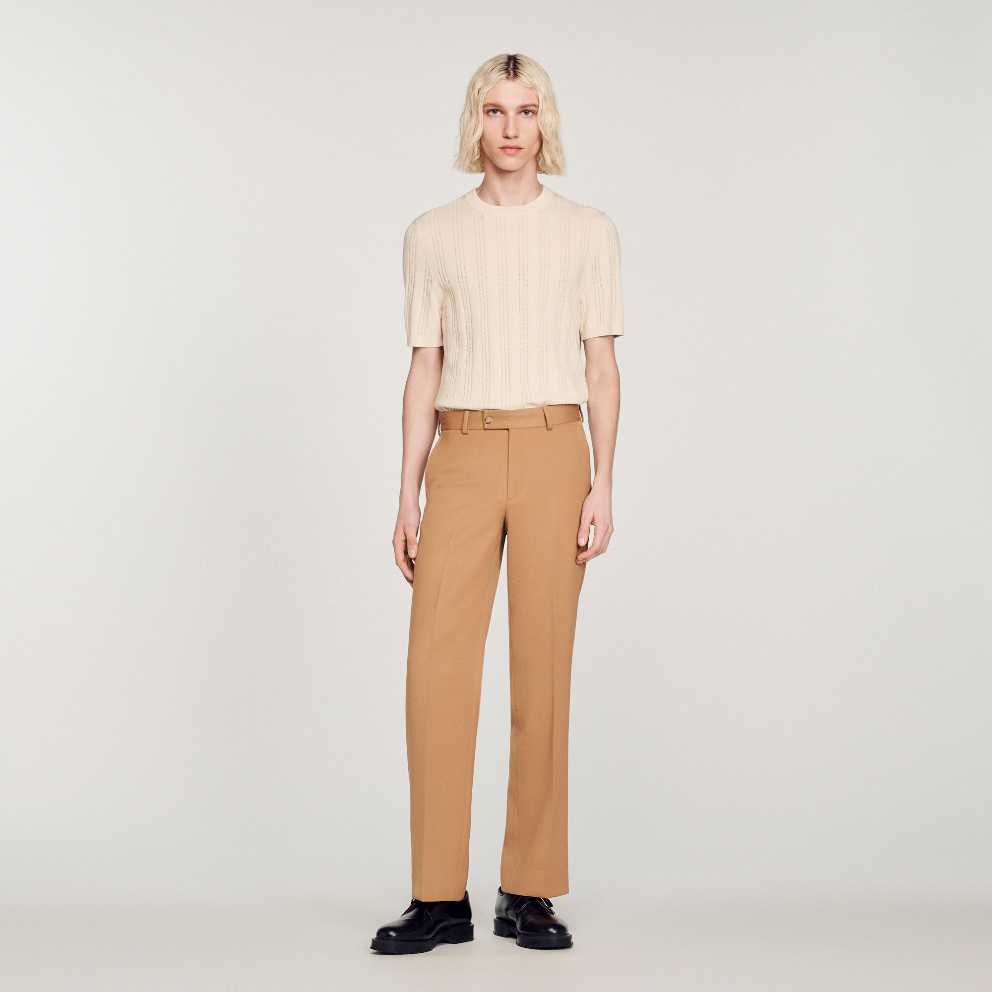 Pantalon en laine melangee