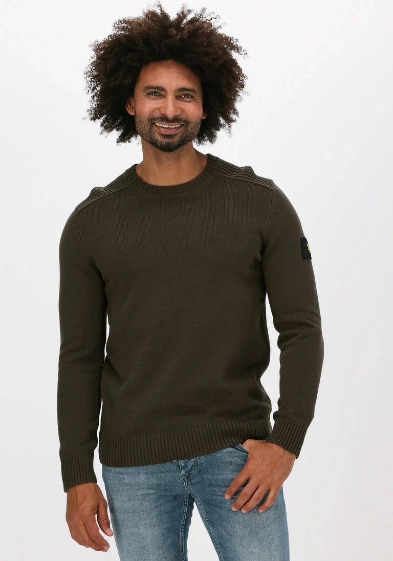 LYLE & SCOTT groene lyle & scott trui shoulder detail crew neck knit