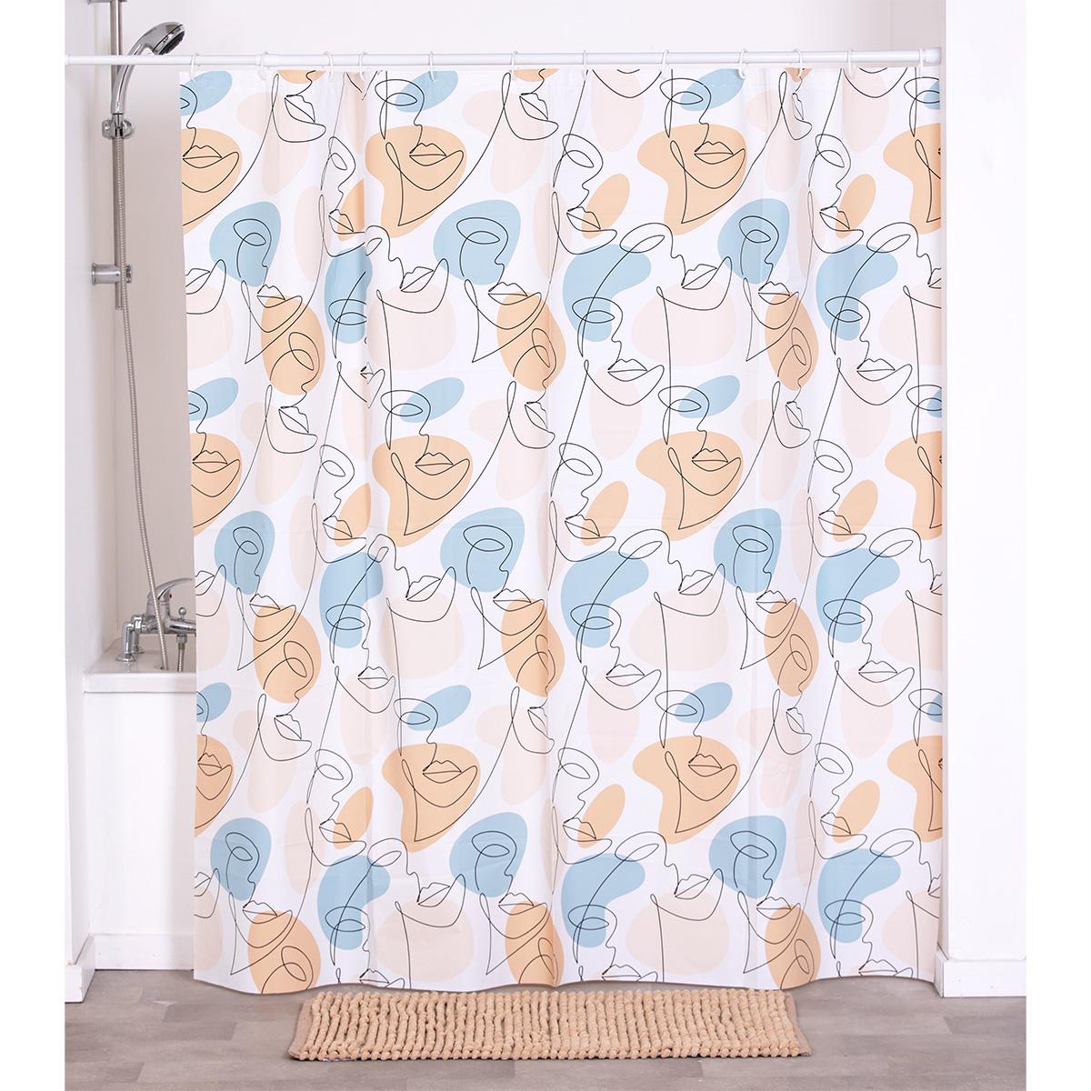 RIDEAU DE DOUCHE MATHIS 180X180CM 12 ANNEAUX BLANC