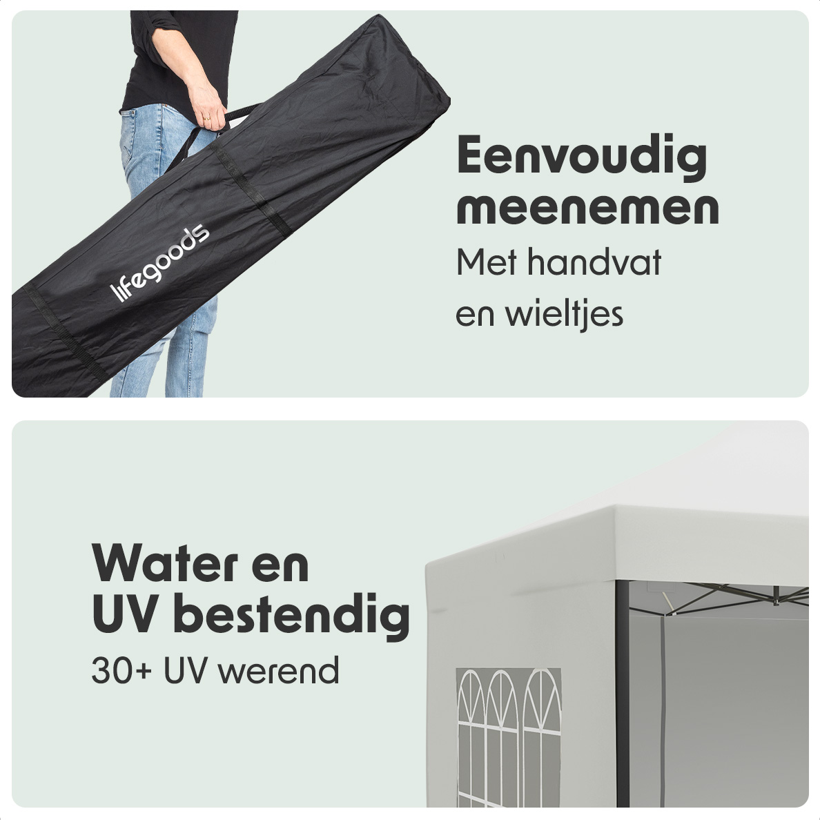 LifeGoods 3 x 3 meter partytent met zijwanden - White