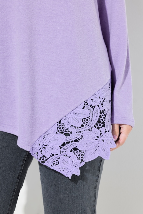 Pullover, A-Linie, Spitzeneinsatz, Langarm