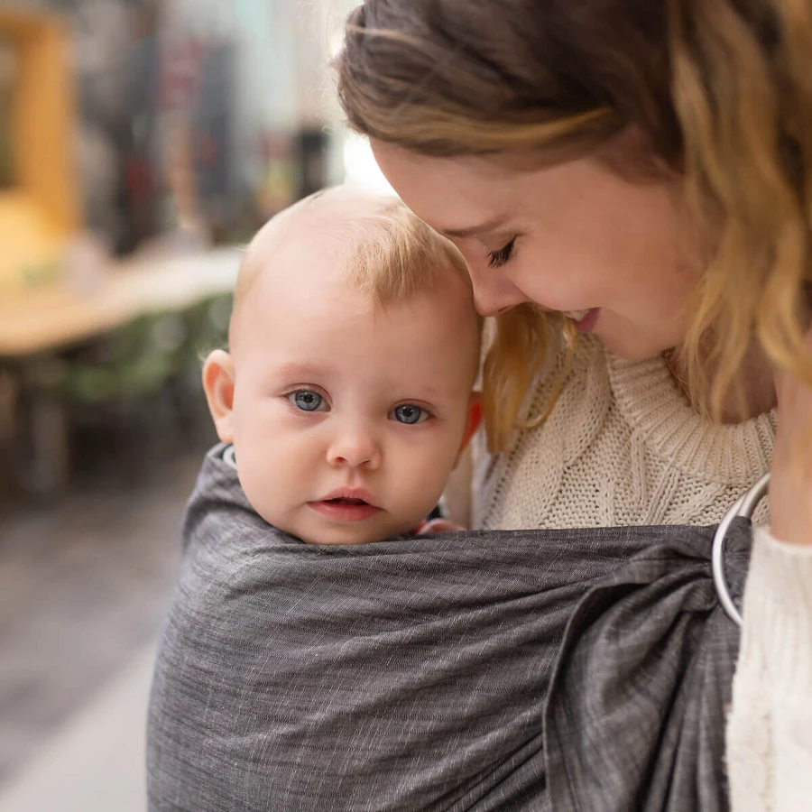 Hoppediz Babytragetuch Ring-Sling Popeline Denim schwarz