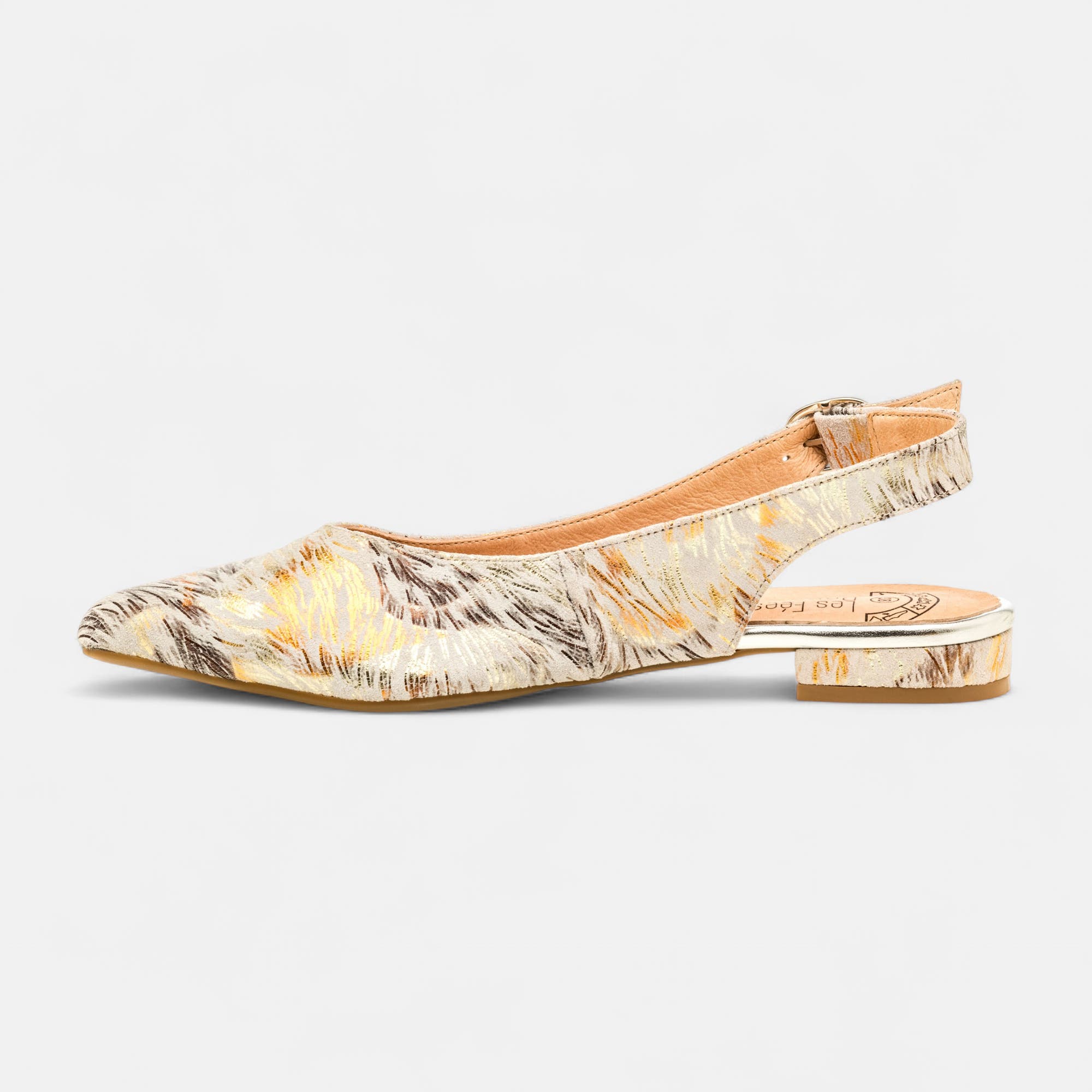 Escarpins avec bride arrière Femme en cuir beige