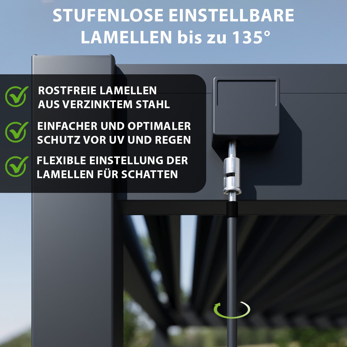 Weide Classic aluminium-stalen paviljoen 3 x 3 m antraciet pergola vrijstaand met paaldikte 11,6 cm x 11,6 cm