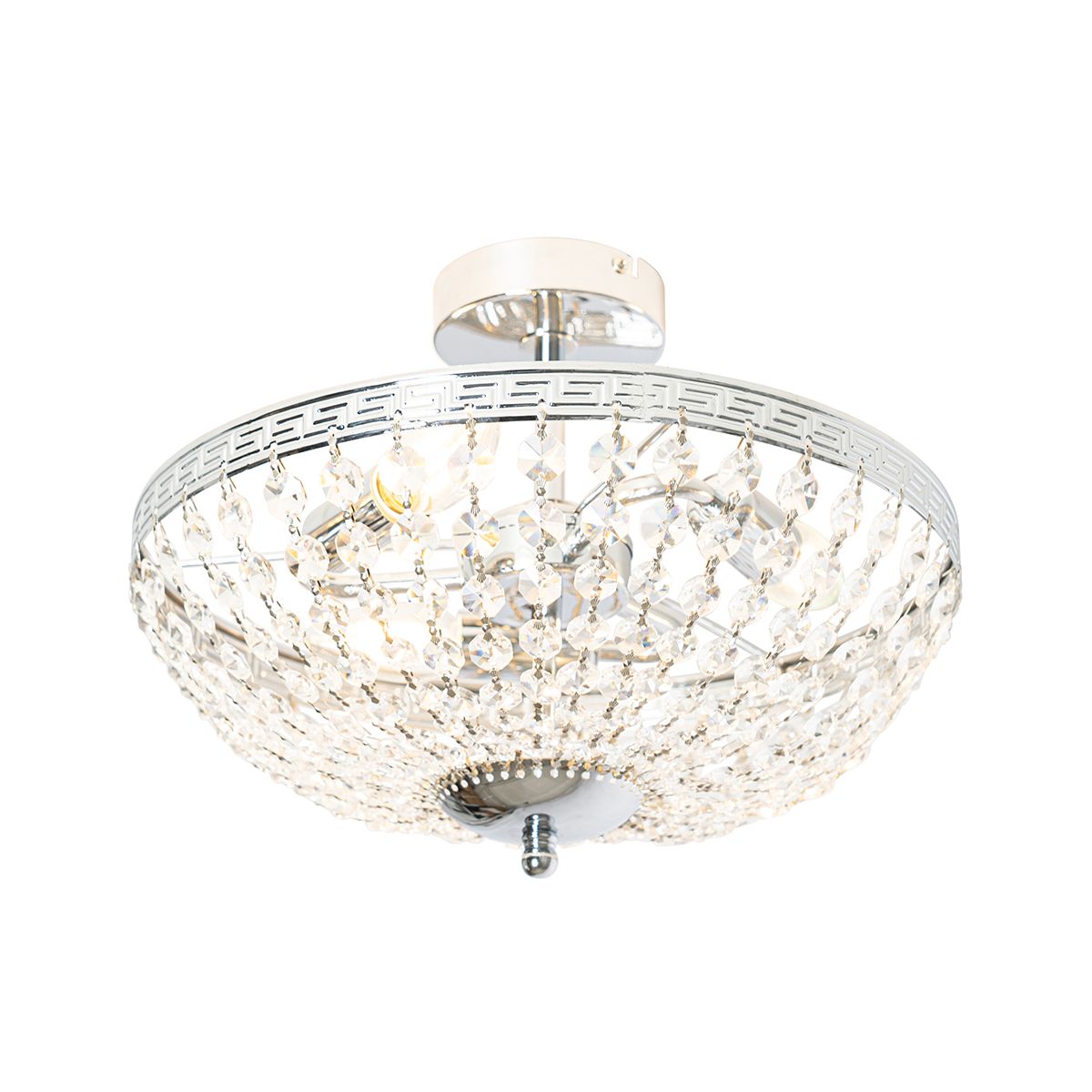 Klassieke plafondlamp staal met kristal 3-lichts - Mondrian