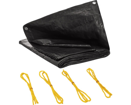 Geweven zeildoek 90 g/m² zwart 4 x 5 m