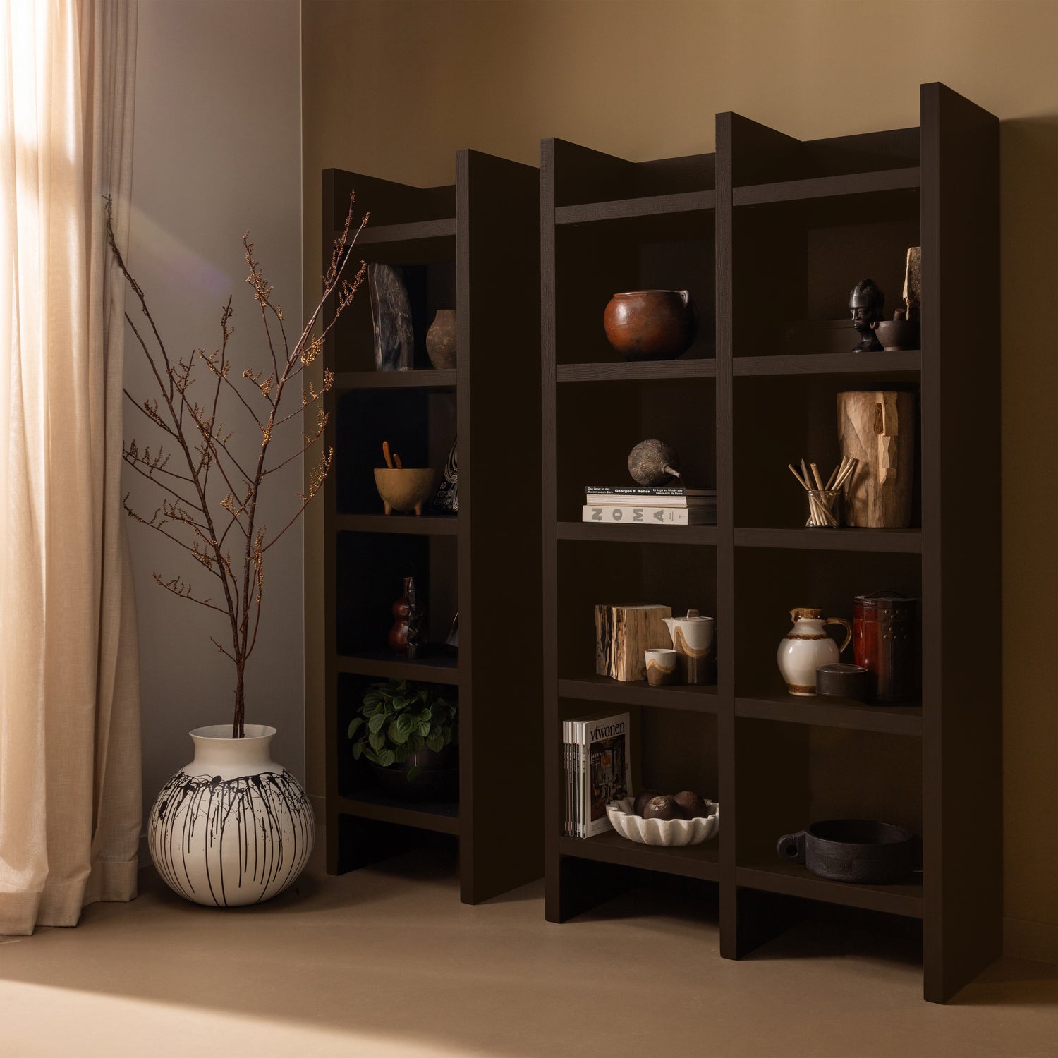 WOOOD Timo Open Kast - MDF - Donkerbruin - 195x100x40