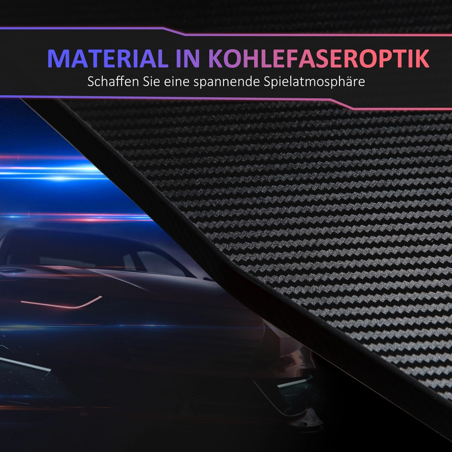HOMCOM Schreibtisch L-förmiger Eckschreibtisch, Kabelmanagement-Löcher, Racing-Stil Schwarz, Rot