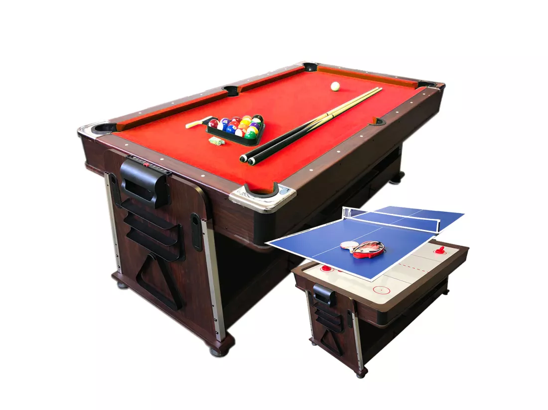 Table de Billard 7 pieds Multi-jeux rouge Air Hockey + Table de Tennis – Stark