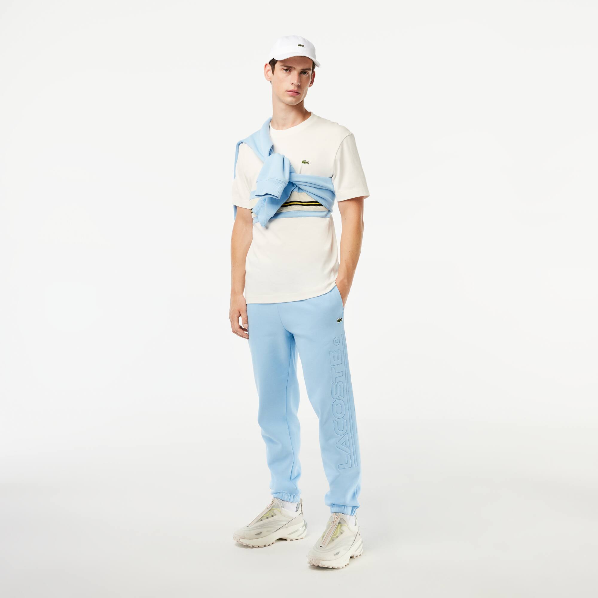 T-shirt fabriqué en France à rayures contrastées T-Shirts - Blanc - Lacoste - Homme