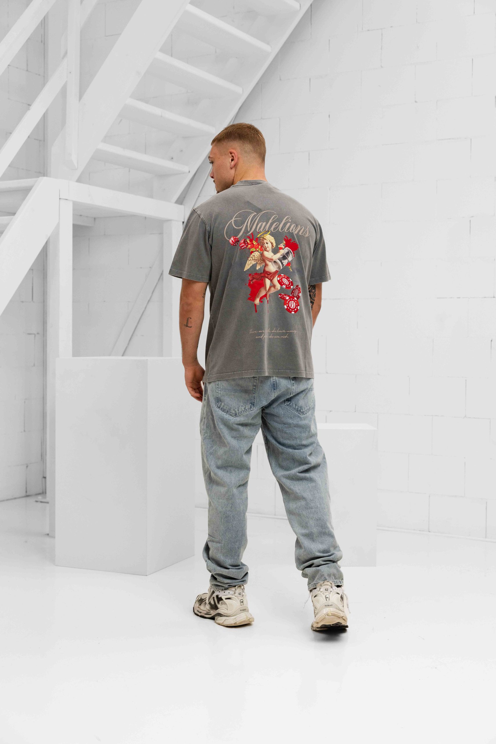 Malelions Angel T-Shirt Heren Grijs