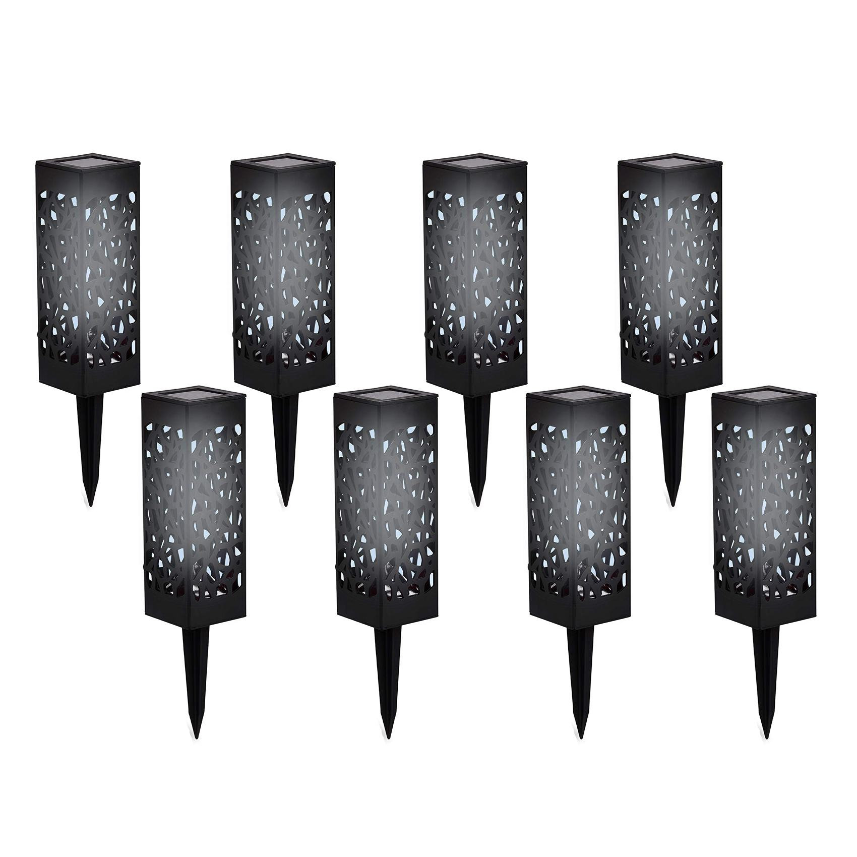 (8er Set) 18x6cm LED Solar Lampe Outdoor Gartenleuchte Laterne mit Erdspiess (IP65) - Kaltweiss