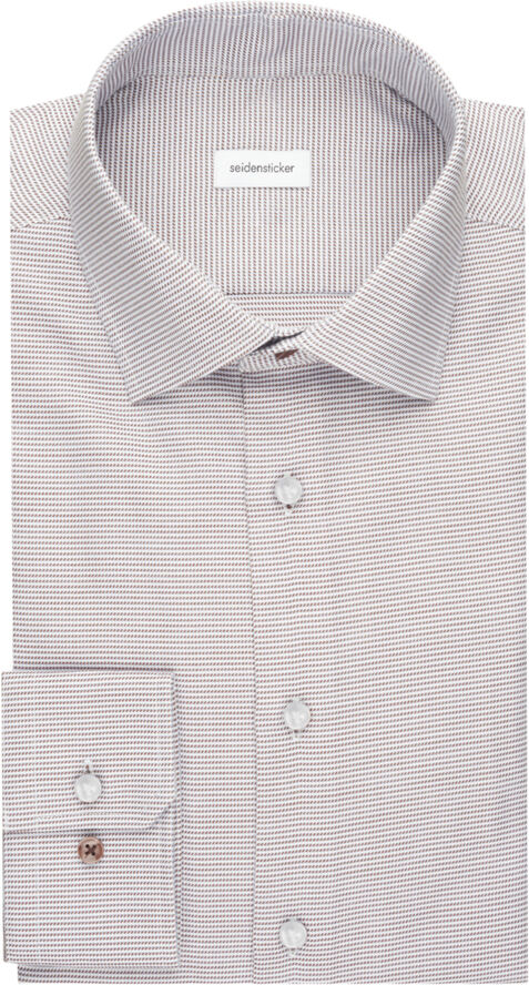 Seidensticker Business Shirt Slim Long sleeve Kent-Collar Small pattern Brown