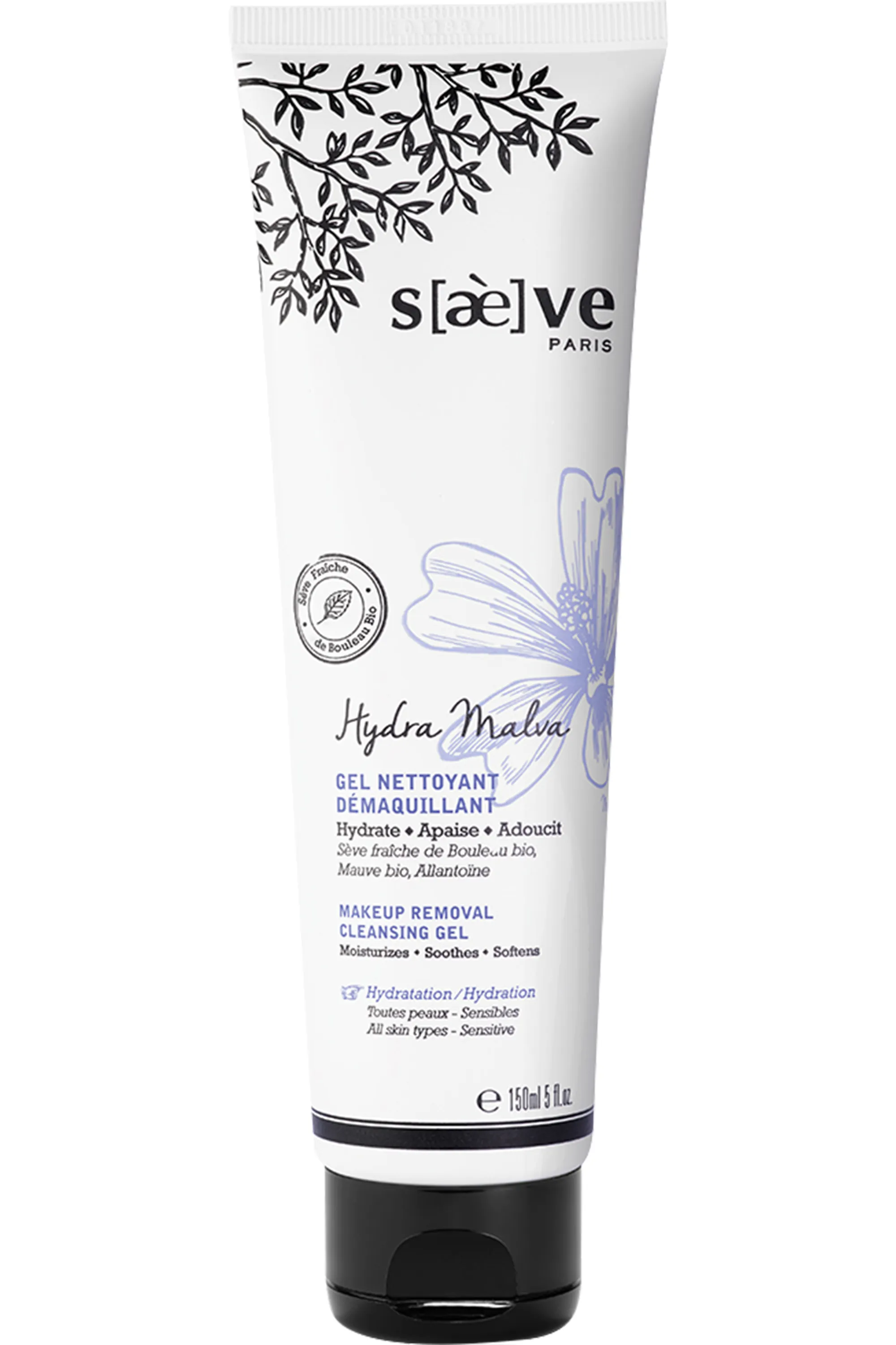 Saeve Gel nettoyant démaquillant Hydra Malva-150 ml