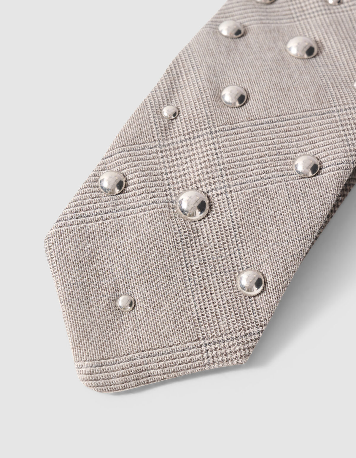 Studded Ruiten Stropdas Lichtgrijs